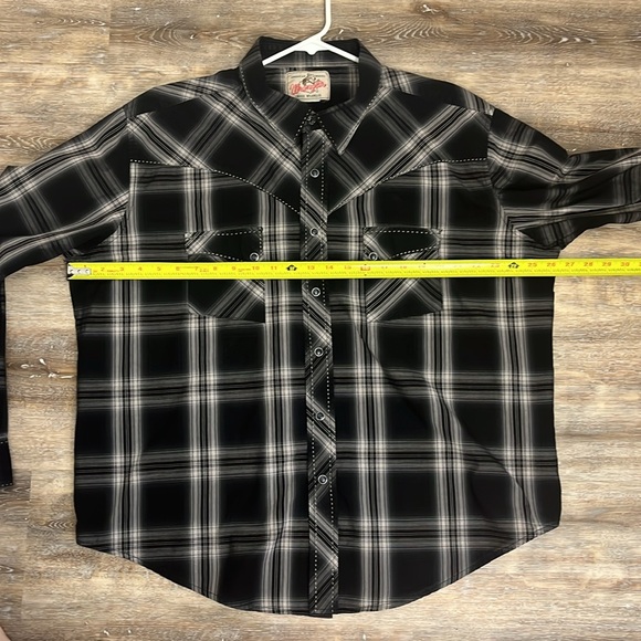 Men’s black Wrangler pearl snap long sleeve shirt with pockets L/XL - Picture 9 of 10